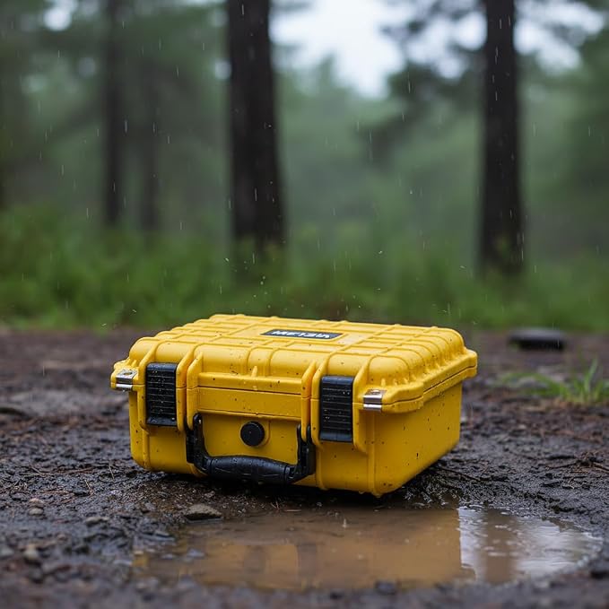 MEIJIA All Weather IP67 Waterproof Hard Camera Case,Hard Protective Case,Hard Case with Customizable Foam,Fit Use of Drones,Camera,Equipments,Pistols(Yellow,13.35 x11.63x5.98inches) - Image 5