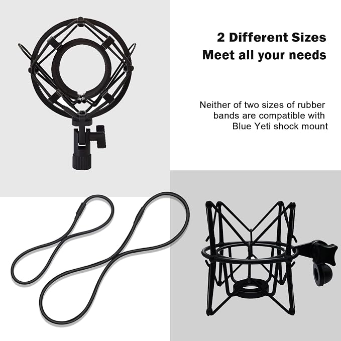 Universal Elastic Bands Replacement, Anti-aging Rubber Ring for Microphone Shock Mount Holder Clamp Clip, Set of 4 (Black) - Image 2