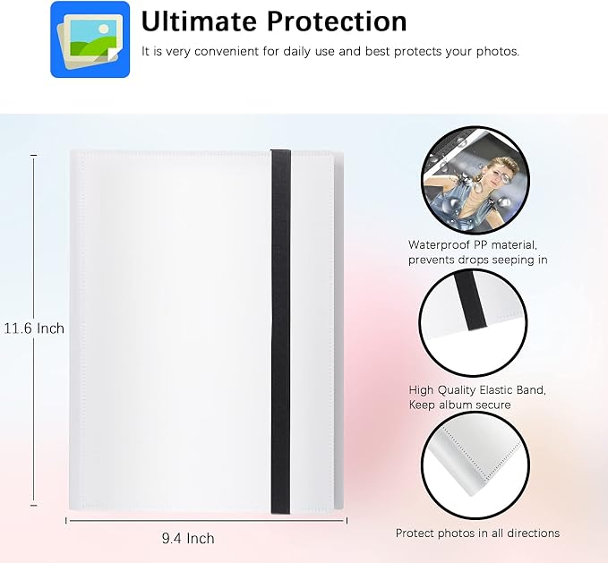432 Pockets 2x3 Inch Photo Album for Polaroid & Instax Mini Pictures, White | Large Capacity, Acid-Free Black Pages, Durable Hard Cover, Elastic Band Closure for Secure Storage Everyday Instant Photos - Image 5
