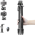 71" Lightweight Camera Phone Tripod Stand with 360° Pan Head | Portable Metal Tripod with Universal Holder,Carry Bag,Remote Control Compatible with Canon Nikon iPhone by KINGJOY