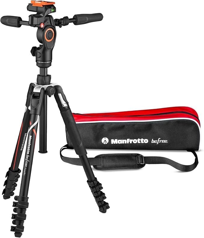 Manfrotto Befree Advanced 3-Way Camera Tripod for Sony's Alpha Cameras, Aluminium Travel MiniTripod, Lever Lock, with 3-Way Fluid Head, for Photo and Video, Vlogging Equipment, Carry Bag, MKBFRLA-3W by Unknown