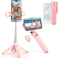 Mini Phone Tripod Stand,MQOUNY 38" Phone Tripod &Selfie Stick with Wireless Rechargeable Remote & Removable Light, Extendable Tripod Stand 360 Rotation Compatible with Phone&Android (MEI-Pink) by MQOUNY