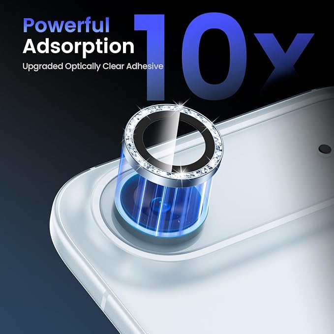 Tensea 2Pack for iPhone Air Camera Lens Protector Bling, Camera Cover | Camera Screen Protector, Metal Individual Ring with 9H Tempered Glass for iPhone 17 Air 6.5inch, HD Clear, Easy Install - Image 4