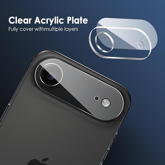 FanTEK Camera Lens Protector Compatible with iPhone 17 Air, 9H Tempered Glass Camera Screen Cover, Ultra HD Clear Acrylic Full Coverage Guard, Case Friendly - Image 4
