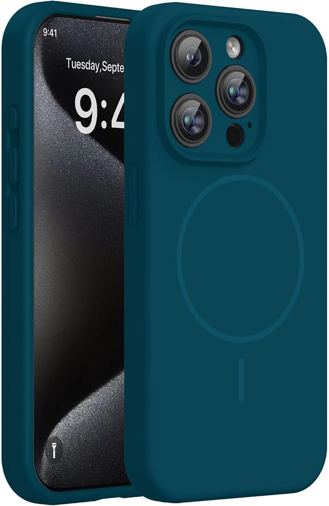 Miracase Magnetic for iPhone 15 Pro Case, Silicone, Soft Microfiber Lining by Miracase