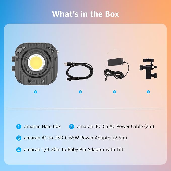 amaran Halo 60x COB LED Video Light,Compact 63W Bi-Color Studio Lighting | 2,700K - 6,500K Bowens Mount, APP Control Continuous Light for Photography,YouTube,Content Creation,Vlog - Image 7