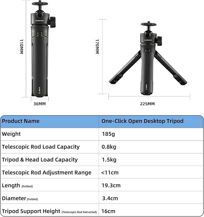 One-Click Mini Desktop Tripod for Camera, Phone & Action Cam | Adjustable Foldable Stand for Streaming, Zoom Meetings, Vlog Recording & Content Creation - Image 9