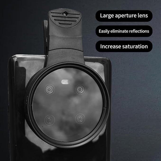 EMVANV 52mm Clip-on CPL Phone Camera Lens Filter, Phone Lens Filter Kit, Universal CPL Filter Compatible with iPhoneSamsung/Android Smartphones(Size:52mm) - Image 5