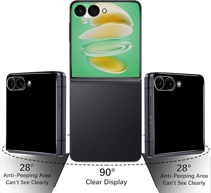 2+2 Pack Privacy Screen Protector for Samsung Galaxy Z Flip 8 | Anti Spy Tempered Glass, with Camera Lens Protector, Anti Scratch, Bubble Free - Image 3