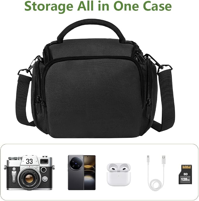 Ainiv DSLR Camera Bag, Large Waterproof Anti-Shock SLR Camera Case, Black | Adjustable Shoulder Strap Camera Backpack, Portable Crossbody Single Shoulder Backpacks Compatible with Canon, Sony, Nikon - Image 5