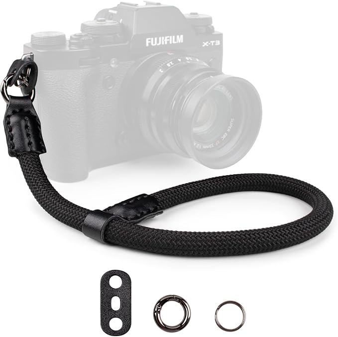 VOVMOEYA Rope Camera Wrist Strap,Camera Hand Strap Compatible with A6400 A6000 A7 IV,for Fujifilm X100V for Nikon Zf Z30 for Canon EOS R6 R7 R8 R10 Camera Wrist Straps for dslr - Black - Image 3