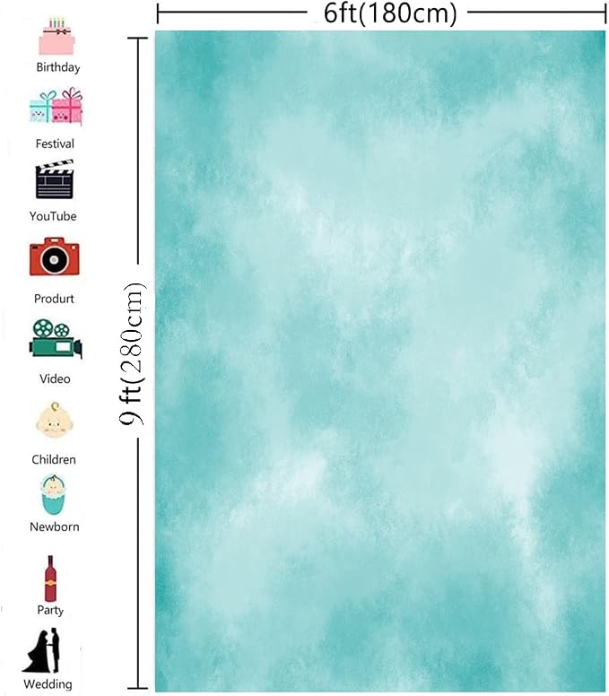 6x9ft Aqua Abstract Solid Photography Backdrops Gradient Portrait Photo Booth Background for Photographyer - Image 2