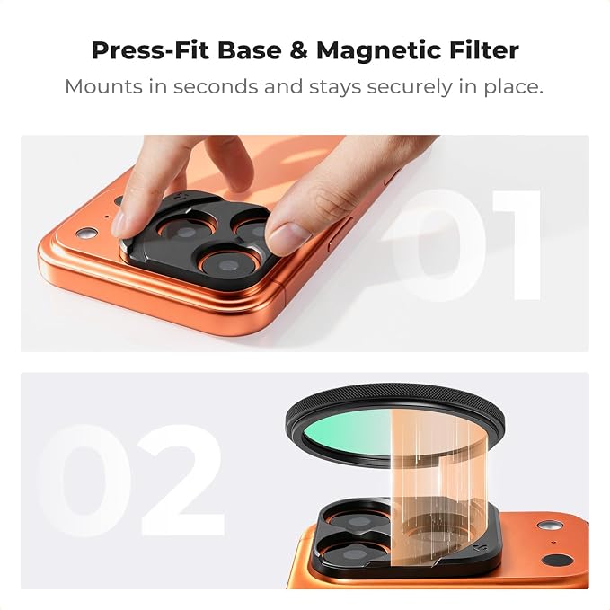 K&F CONCEPT Black Diffusion 1/4 Filter Compatible with iPhone 17-14 Pro/Max | 49mm Magnetic Black Diffusion 1/4 Lens Filter with Magnetic Press-Fit Mount, Softens highlights, Cinematic Aesthetic, FA302 - Image 5
