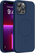 miracase Magnetic for iPhone 13 Pro Max Case, [Soft Anti-Scratch Microfiber Lining], Compatible with MagSafe, Liquid Silicone Shockproof Drop Protection Phone Case for 13 Pro Max, Dark Blue by Miracase