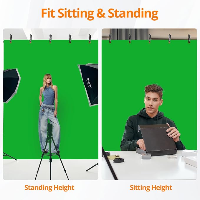 Green Screen Backdrop Kit 5x7 ft with Foldable T-Shaped Stand | Portable Greenscreen Background with 5 Clamps, Carrying Bag for Parties, Streaming, Photography, Zoom, Gaming, Video Studio - Image 7