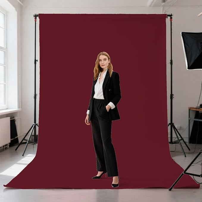 Burgundy Photography Backdrop for Photoshoot, Fabric 8x10ft | Polyester Studio Photo Backgrounds, Non Reflective, Easy to Hang, for Portrait Shoot, Product, Party Decor, Video Creation - Image 2