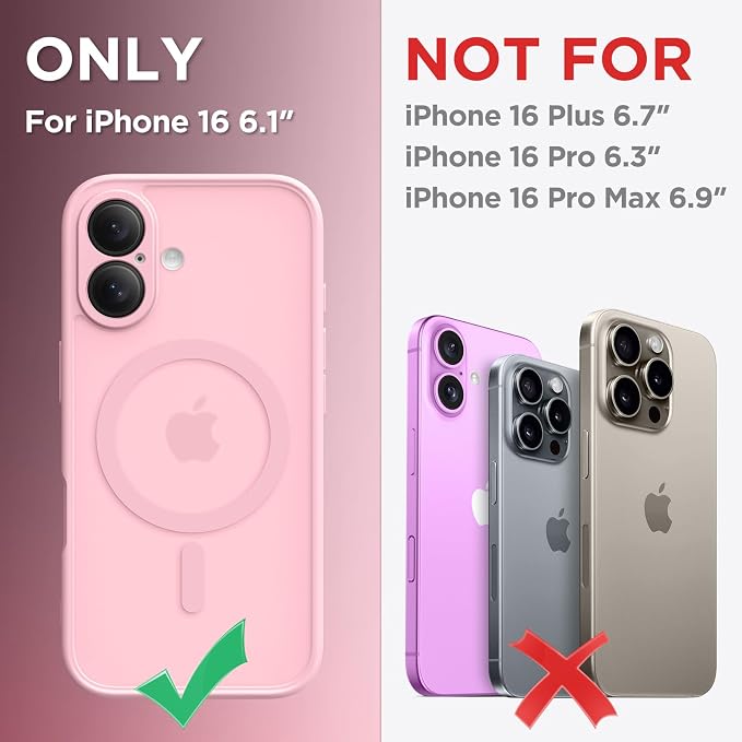 CAPRARO for iPhone 16 Case, Compatible with MagSafe | Upgraded [Full Camera Protection] Protective Translucent Matte Women Girl Magnetic Phone Case Cover, Peach Pink - Image 2