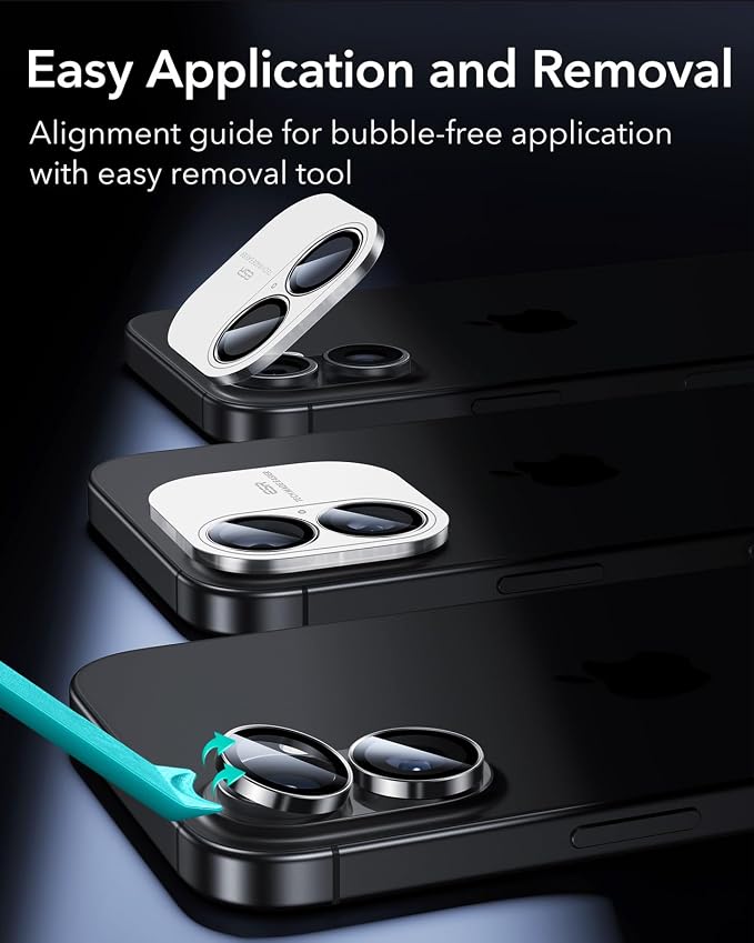 ESR Camera Lens Protector for iPhone 15/15 Plus/14/14 Plus, Ultra-tough HD Individual Lens Protectors, Scratch Resistant, Ultra-thin Tempered Glass, Armorite Series, 1 Pack, Black | Individual Camera Cover, 9H Tempered Glass, Original Camera Clarity, S... - Image 7