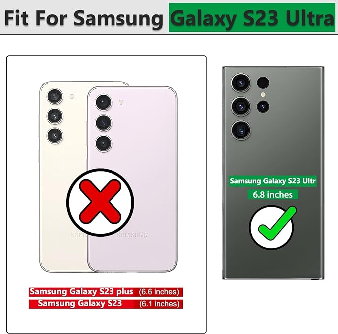 Gritup for Samsung Galaxy S23 Ultra Case with 2PCS Screen Protector, Build in 360° Rotating Ring Kickstand, Military Grade Protective Case for S23 Ultra Phone, Green+Pink - Image 2