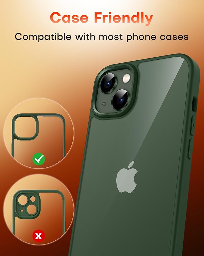 TOCOL Camera Lens Protector for iPhone 13 / iPhone 13 Mini Tempered Glass HD Individual Scratch Resistant Camera Cover Accessories Case Friendly 2 Pack（Alpine Green） - Image 7