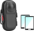 BRDRC Insta 360 X5 Case Bag + Silicone Lens Cap + 2 Pack Screen Protector Accessories Kit Carrying Case with Wrist Strap and Carabiner for Insta360 X5 X4 Protective Bundle by BRDRC