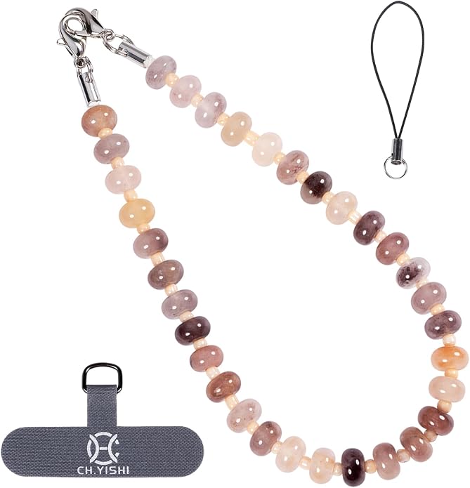 CH.yishi Crystal Beaded Phone Charm Wrist Strap Camera Lanyard | Handmade Cell Phone Chain,with Tether Tab,Keychain Bag Wallet Natural Stone Charm,Headphone Gemstone Decor,Camera Wrist Strap by CHyishi