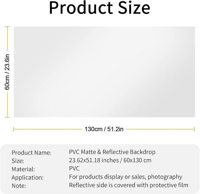 Meking White PVC Backdrop, 23.6x51in Photograph Backdrop Matte & Reflective | PVC Background Dual Side Vinyl Backdrop for Product Video Photography Studio (60x130cm) - Image 7