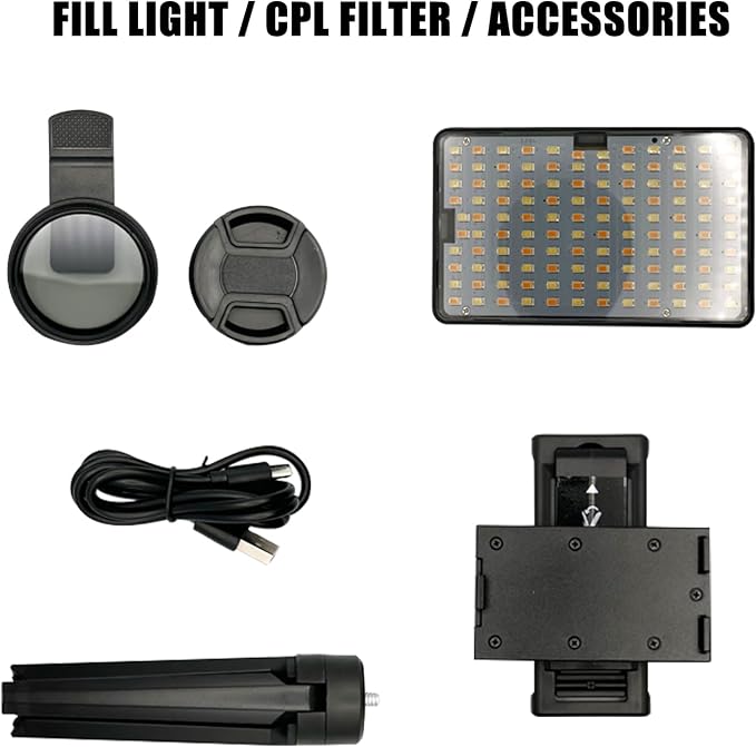 120 LED Tattoo Light with CPL Filter | Clip-On Phone Camera Light for Tattoo Photography and Video, Adjustable LED Lighting for Artists, iPhone and Mobile Devices - Image 2