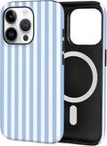 TPU Phone Case for iPhone 15 Pro, MagSafe Wireless Charging Compatible, Shockproof Slim Fit Protective Cover with Anti-Yellowing & Raised Camera Protection (Blue Stripe, iPhone 15 Pro) by Unknown
