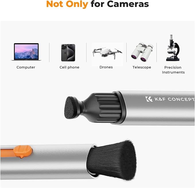 K&F CONCEPT Multifunctional Lens Cleaning Kit for Bluetooth Earphones | Cleaning Pen,Cleaning Stripper X3,Flocking Sponge X3,Soft Brush Head,Chamois Carbon Head,Aluminum Alloy Pen Body,MP02 - Image 7