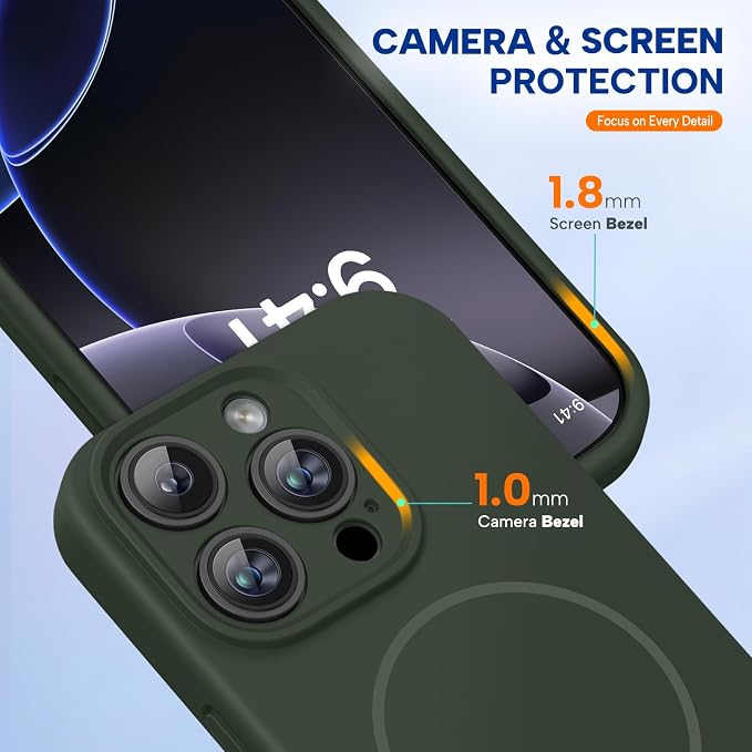 miracase Magnetic for iPhone 16 Pro Max Case, [Soft Anti-Scratch Microfiber Lining], Compatible with MagSafe, Liquid Silicone Case Shockproof Drop Protection Phone Case for 16 ProMax,Dark Green | Compatible with MagSafe, Soft Microfiber Lining, Premium... - Image 7