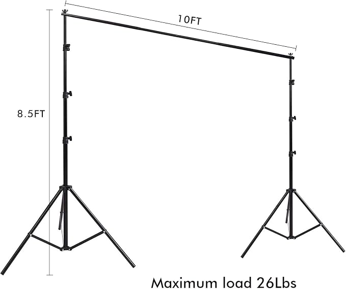 Photography Umbrella Lighting Kit with 85w Led Bulb,Muslin Backdrop (White Black), Backdrop, Clips Clamp,8.5 * 10ft Photo Background Photography Stand System for Photo Video Studio Shooting - Image 3