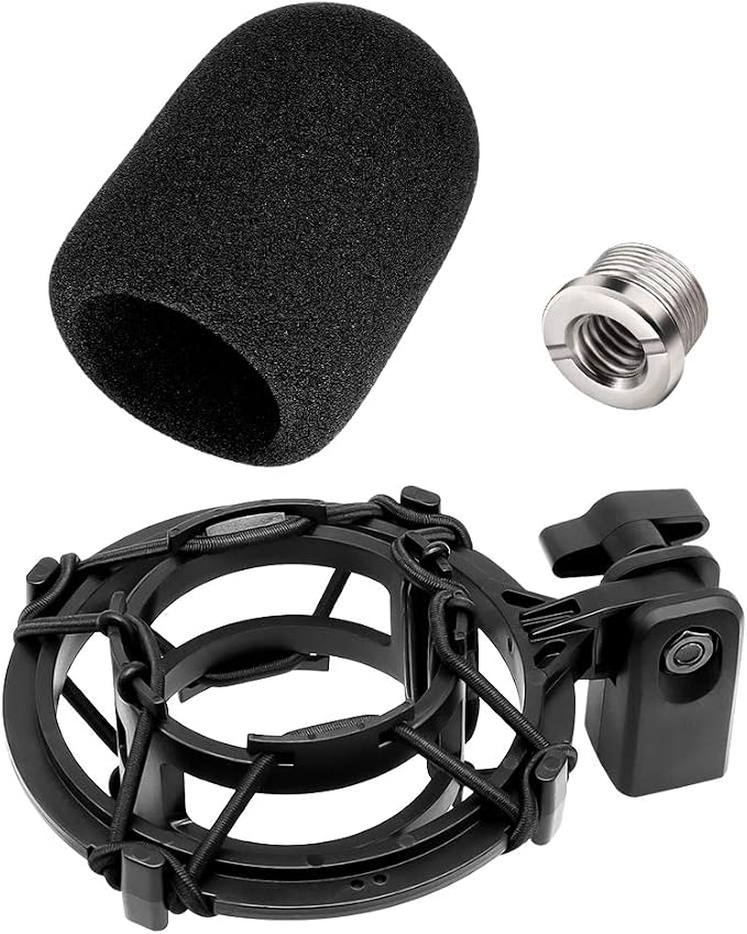 AT2020 Microphone Shock Mount with Pop Filter, Custom Built for AT2020 Mic | Pop Filter & Anti-Vibration Suspension, Holder Clip, Fits Audio technica AT2020USB+/AT2035/ATR2050/AT3035/AT3060 for Studio by EtourAudio