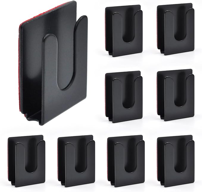 10-Pack Black Metal Adhesive CB Mic Holder for Car & Office | Rustproof metal bracket, no-drill adhesive mount for multi-scene storage by Szcmawo