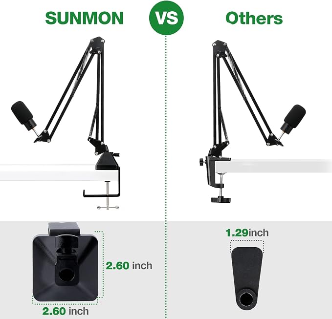 Heavy-Duty Metal Table Mount Clamp, Desk Table Mount C Clamp For Microphone Mic Suspension Boom Scissor Arm with Adjustable Screw, Fits up to 2.48 inches/6.2cm Desktop Thickness by SUNMON - Image 4