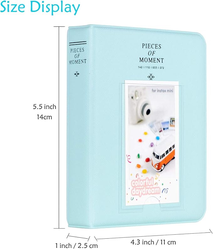 Ablus 64 Pockets Photo Album for Fujifilm Instax Mini 11 90 70 50S 26 25 9 8 8+ 7S Instant Camera, Polaroid Snap Z2300 PIC-300P Film & Kpop Photocards(Ice Blue) - Image 2