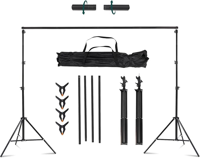 Kate Photo Backdrop Stand Adjustable Background Stand Kit for Photography | 10x8.5ft Background Stand with Storage Bag for Birthday Party, Indoor Outdoor Decoration, Studio Shoot, Maximum Load 5kg/11lb by KateBackdropforPhotography