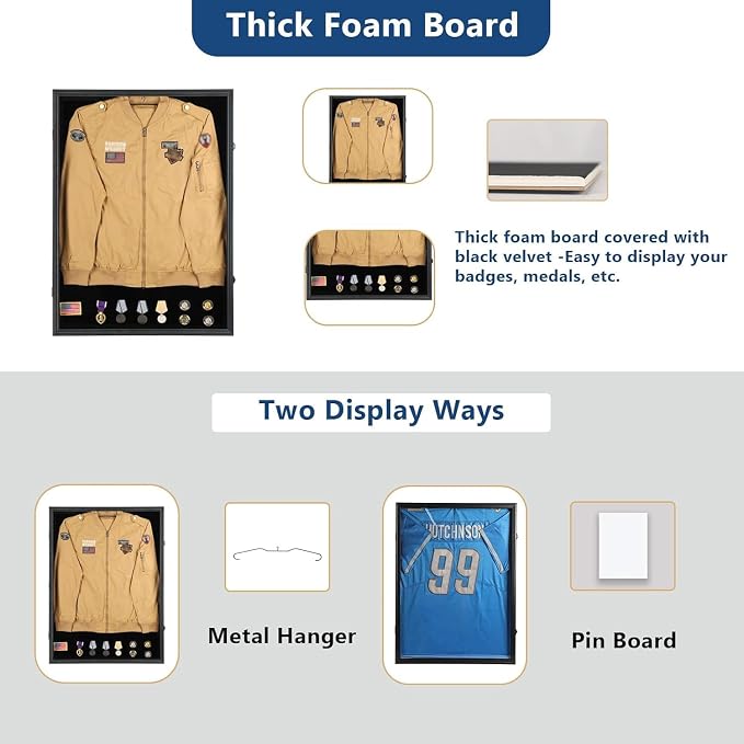 Military Police Uniform Display Case-Velvet Backplate-Black | Lockable Wall Mount Cabinet with UV Protection, wall Mount,Shatterproof Plexiglass，Also applicable to medals,certificates - Image 3
