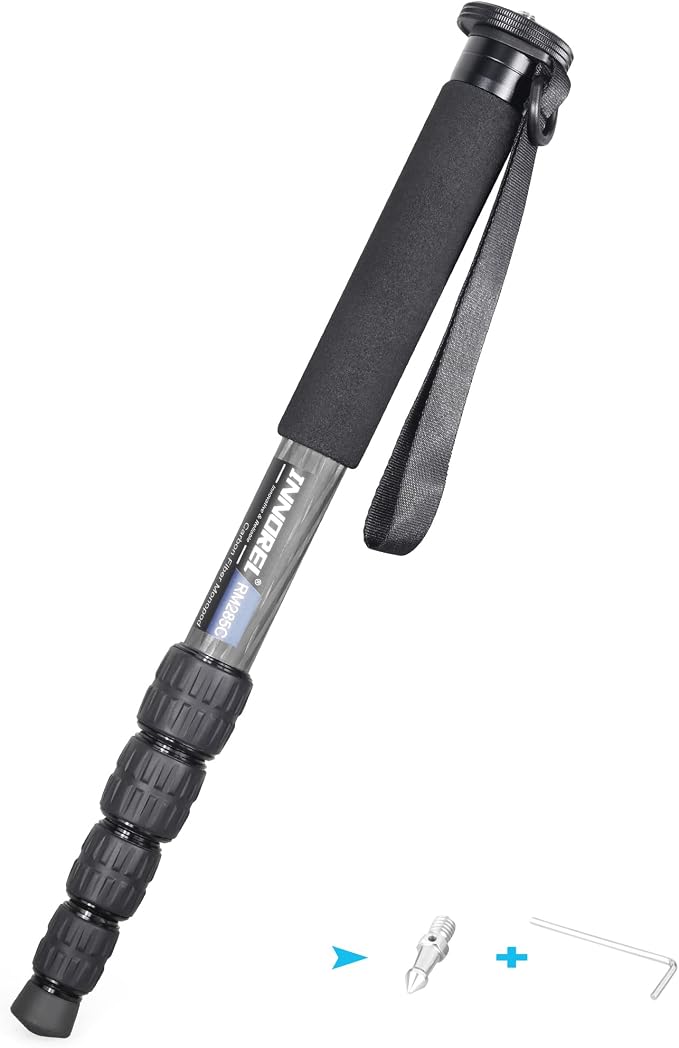Carbon Fiber Camera Monopod INNOREL RM285C Professional Portable Compact Lightweight Travel 5-Section Monopod for Canon Nikon Sony DSLR Camera Video Camcorder DV Photography Bracket Load 22lbs/10kg by INNOREL