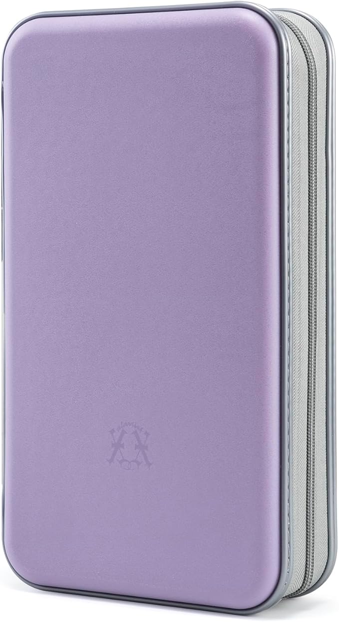 alavisxf xx CD Case, 96 Capacity Hard Plastic Organizer Wallet for Car | CD DVD Holder, Portable Hand Strap, Zipper Closure, Anti-Slip Scratch-Resistant Sleeves, Disc Storage, for Home Office Travel by alavisxfxx