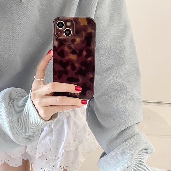 Cute Phone Case for iPhone 14 Case Tortoiseshell Leopard Print | Aesthetic Amber Cheetah Print,Full Camera Protective,Glossy Shockproof TPU,Retro Classic Trendy Fashion for Women Men-Brown - Image 6