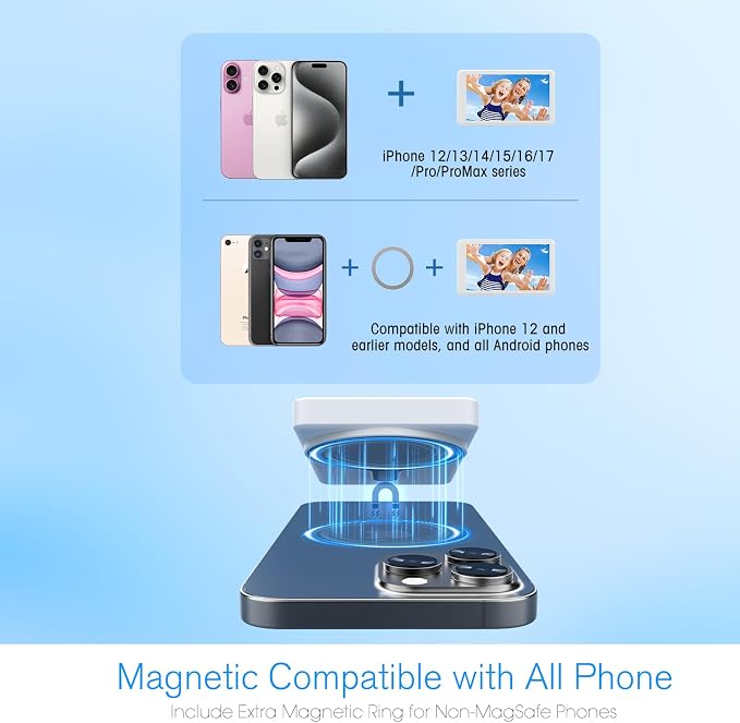 Vlog Selfie Monitor Screen iPhone, Screen Mirroring with Remote Control | 4K 60fps Recording, Magnetic Fixation, 180° Rotation, 3 Levels of Brightness, Compatible with iPhone & Android - Image 5