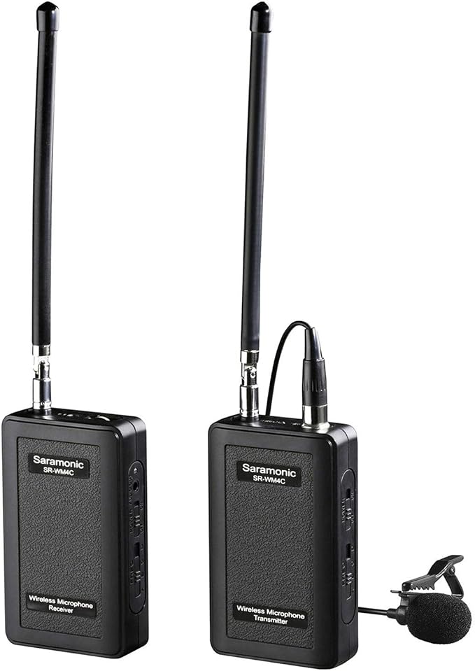 Saramonic Wireless Lavalier Microphone, SR-WM4C 4-Channels VHF Lapel Mic System (200' Range) Compatible with DSLR Camera Canon Nikon Sony Panasonic DV Camcorders Audio Recorder by Saramonic