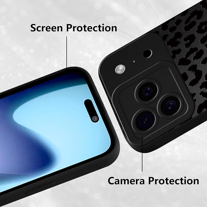 Cute Black Cheetah Print Phone Case for iPhone 17 Pro Max 6.9" | Aesthetic Leopard Pattern Design Cover Full Camera Lens Protective Shockproof Soft Slim TPU Funda for Men Women Girls - Image 5