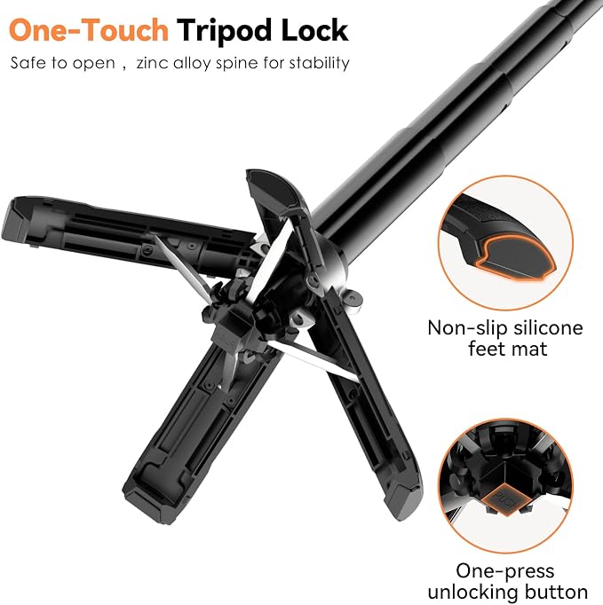 CloudValley Upgraded Magnetic Mini Selfie Stick Tripod with 2 Fill Lights, 4-in-1 Pocket Size Phone Tripod with 360° Rotation, Rechargeable Bluetooth Remote, Foldable Grip for iPhone Vlog Photo Video - Image 7