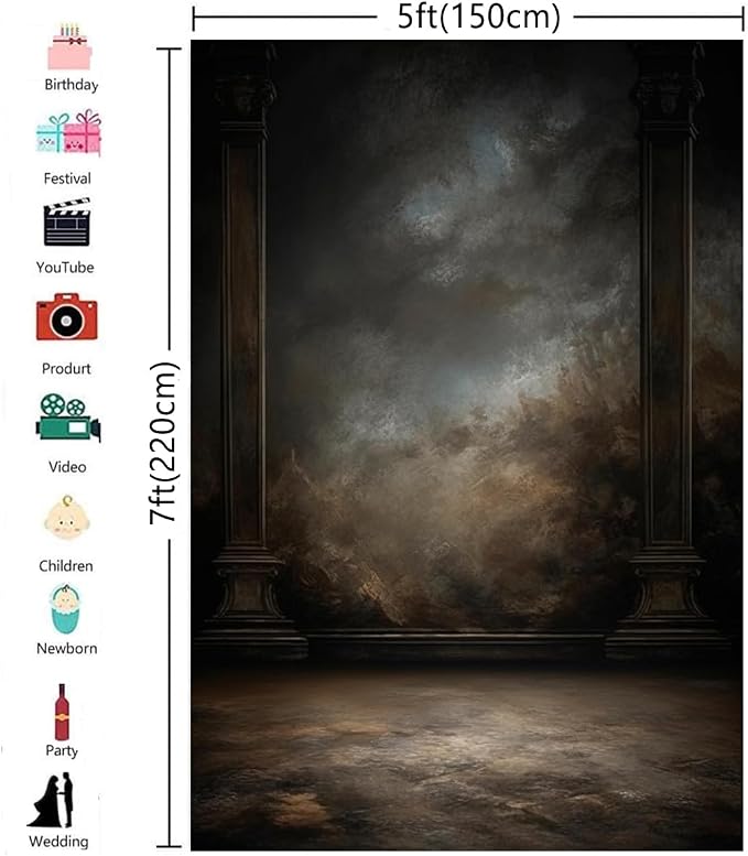 5x7ft Dark Vintage Photography Backdrops Portrait Photo Backdrop Wedding Bridal Show Birthday Background for Studio Props - Image 5
