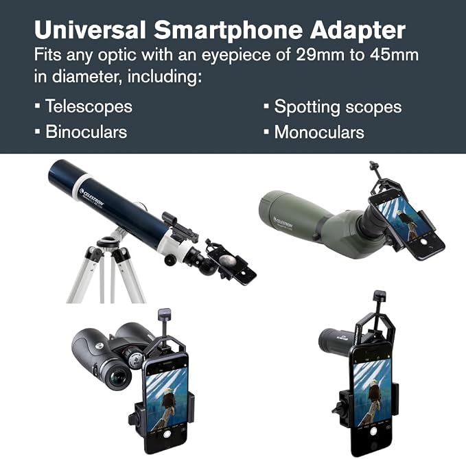 Celestron Smartphone Adapter & Bluetooth Remote for Telescope Eyepieces | Phone Adapter for Telescopes, Binoculars & Spotting Scopes, Bluetooth Camera Remote, Capture Images & Video, Travel–friendly - Image 2
