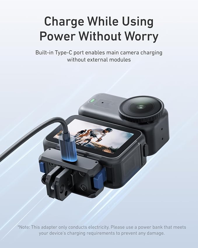 TELESIN Mini Selfie Stick w Magnetic Quick Release Charging Adapter Mount | Tripods for DJI Osmo Nano / Xtra Atto, 360° Adjustable Stick Pole, 1/4" Screw Hole Adapter Mount, Anti-Slip Handle Grip - Image 2