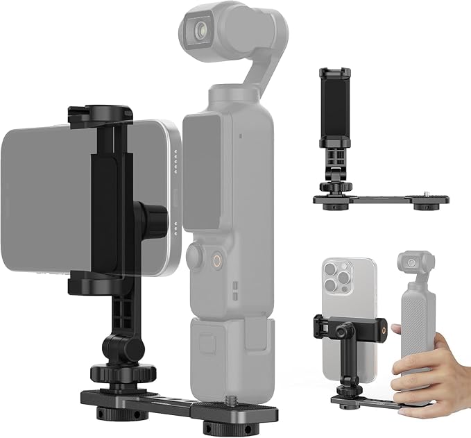 NEEWER AC021 Phone Holder Mount Compatible with DJI Osmo Pocket 4 & 3 | Accessories Expansion Cell Phone Mount, 1/4" Threads, for Tripod/Extension Rod, Cold Shoe for Mini Video Light, Mic by Neewer