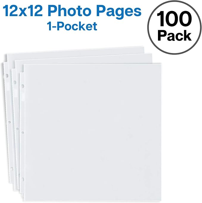 Dunwell 12x12 Photo Album Refill Pages, 100 Pack Sheet Protectors | 100-pack 12x12 photo album refill pages fit 3-ring and D-ring scrapbook binders for lasting photo storage. - Image 7